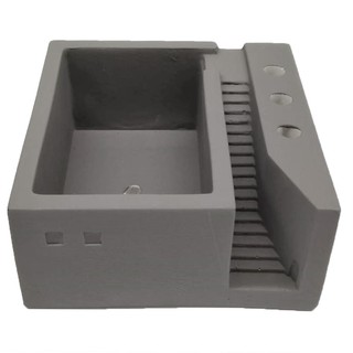 กระถางปูนสี่เหลี่ยมบันไดตรง บ้านปูนปั้น BPP-37 สีเทา CEMENT ARCHITECTURAL CUBE PLANTER BPP-37 GRAY