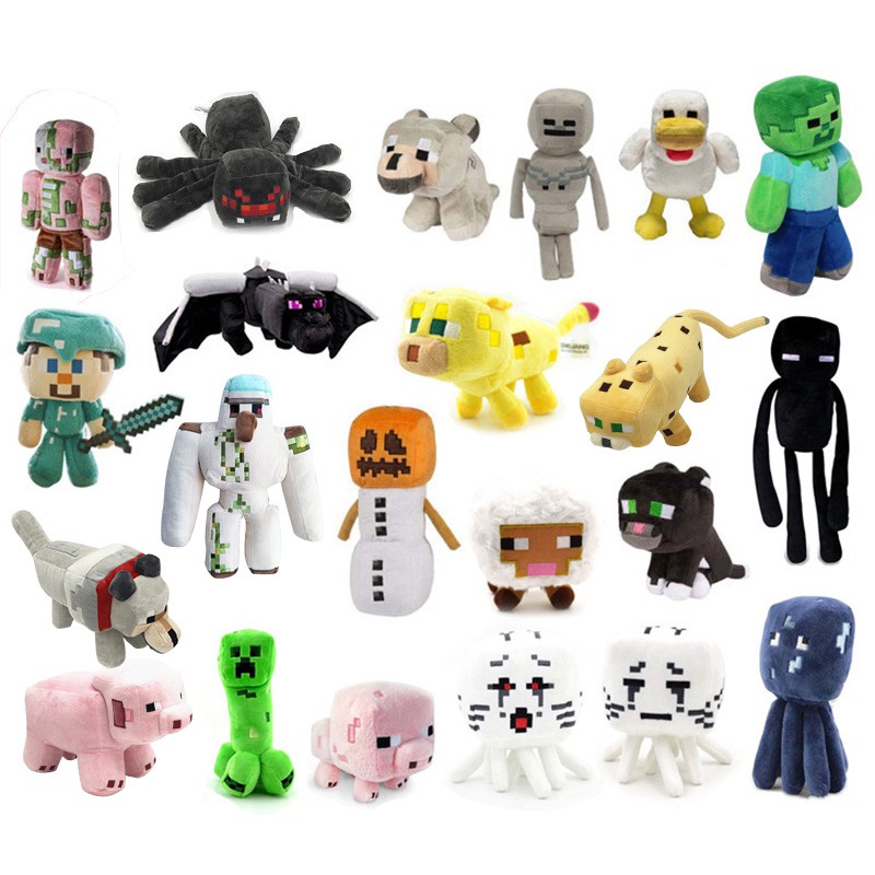 Minecraft ของเล่นตุ๊กตาตุ๊กตานุ่มยัดไส้ Enderman Wolf Zombie Spider Sketelon รูปของเล่นอะนิเมะสําหรับเด็ก Party