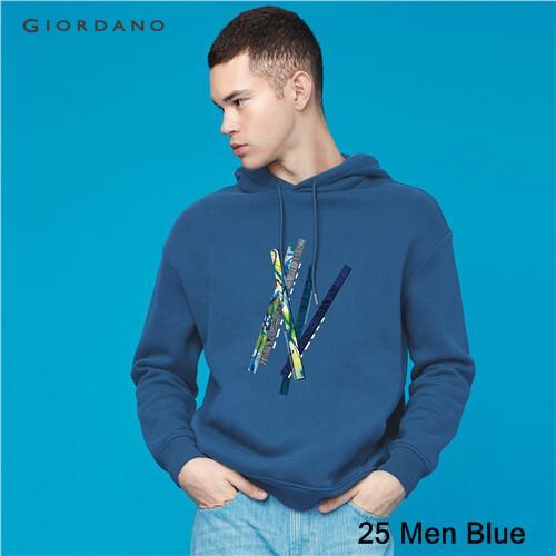 GIORDANO MEN Printed graphic crewneck long-sleeve hoodie 91099587