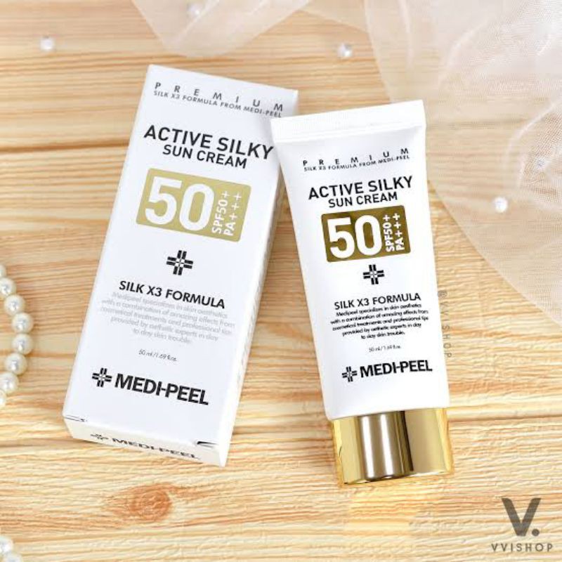 กันแดด Medi-Peel Active Silky Sun Cream SPF50+ PA+++ 50ml. (ถ่ายจากสินค้าจริง)