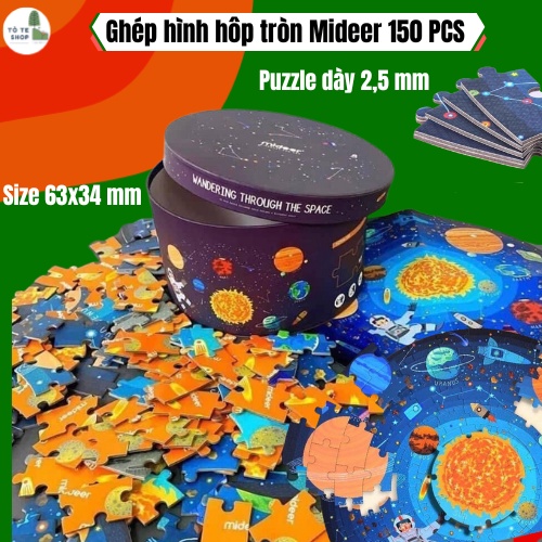 Mideer Round Box Jigsaw Puzzle, Puzzle 150 ชิ ้ น Mideer theme Space, The Forest, The Sea, Animals, Mideer ปริศนาของเล ่ น