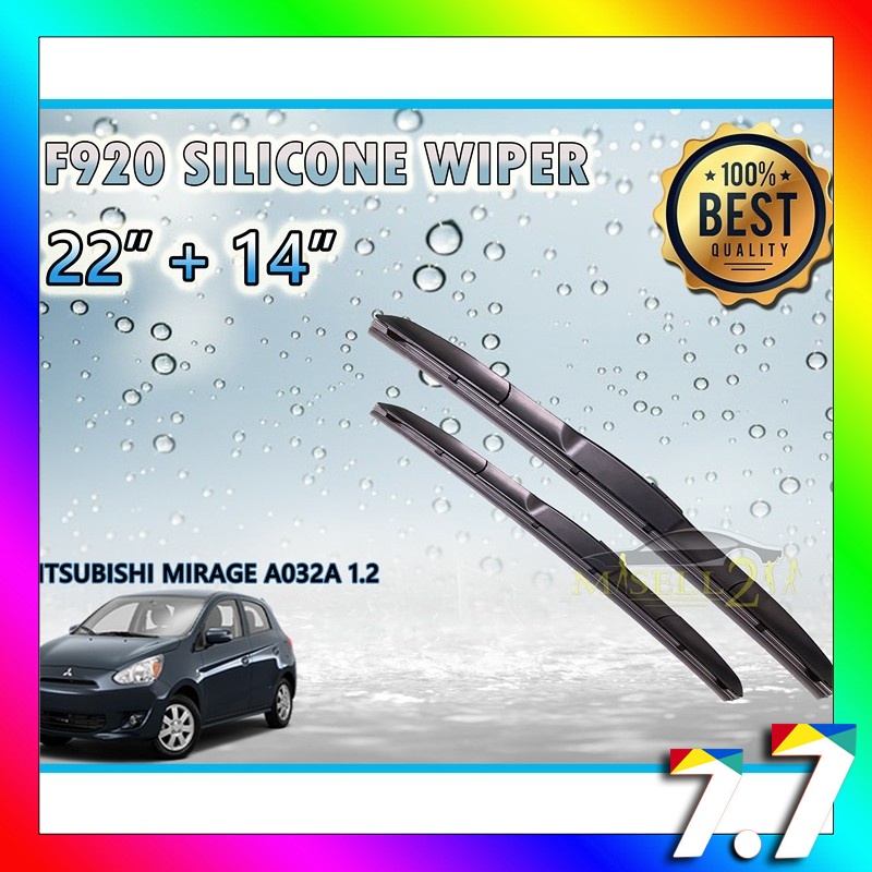 Mitsubishi MIRAGE A03A 1.2 F920 ชุดปัดน้ําฝนซิลิโคน U HOOK คุณภาพสูง - 22" + 14"
