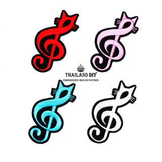 ตัวรีดติดเสื้อ ลาย โน้ตดนตรี ดนตรี หนวดแมว น่ารัก หลากสี Musical note Patch งานปัก DIY ตัวรีด อารม์ ติดเสื้อผ้า กระเป๋า