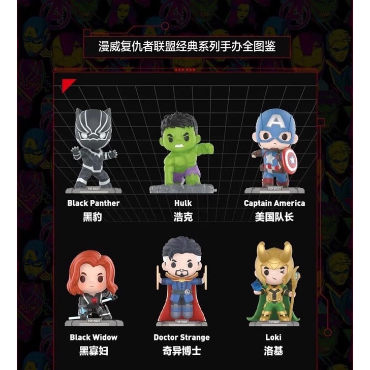 (เลือกลายได้) Popmart Avengers โมเดล ของแท้ แกะกล่อง ไม่แกะซอง กล่องสุ่ม ฮีโร่ blind box