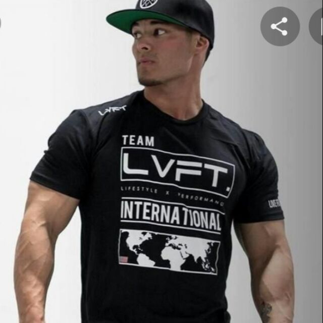 LVFT International Live fit MenGymShirt ฟิตเนสเพาะกาย ผ้าฝ้าย 100%