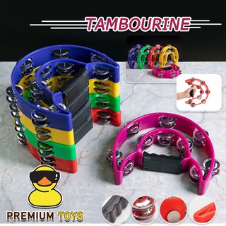 แทมโบรีน Tambourine แบบ 2 แถว แทมบูริน ทัมมารีน แบบครึ่งวงกลมมีที่จับ ขนาดมาตรฐาน แถวฉิ่งสองชั้นให้เสียงกังวาน GA0030