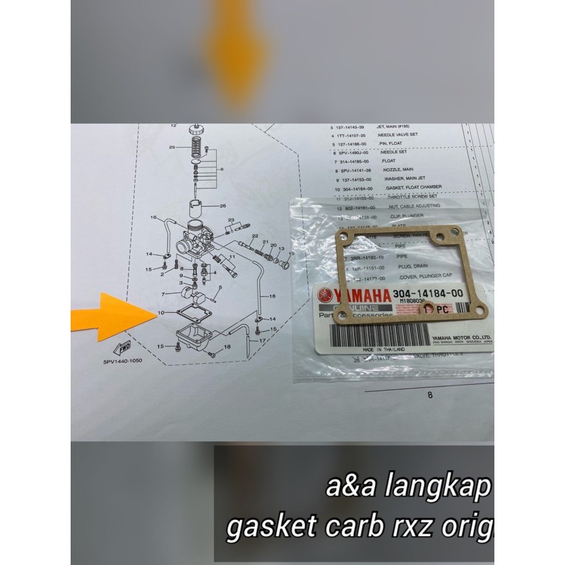 GASKET CARB 125z/125zr/rxz 3xl/rxz 5pv