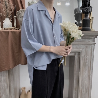สุทธิเสื้อเชิ้ตสีแดงแขนสั้นผู้ชายแฟชั่นสไตล์เกาหลีหล่อเลิกบุหรี่สไตล์ฮ่องกงหลวมมากนางฟ้าเสื้อRuan Shuaiเสื้อแฟชั่น