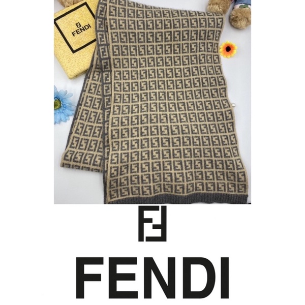vintage FENDI ผ้าพันคอแบรนด์เนมมือสองแท้