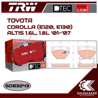 ผ้าเบรคหลัง TRW สำหรับ COROLLA (E120, E130) ALTIS 1.6L, 1.8L 01-07 (GDB3243)