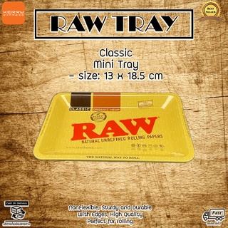 RAW Tray ถาดโรล Mini Raw Classic ขนาด 13 x 18.5 cm metal rolling tray life saver Raw rolling ถาดสำหรับโรล