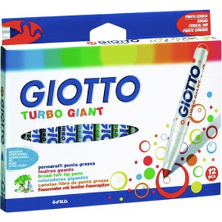 ปากกาเมจิกแท่งใหญ่ หัวทรงกรวย 12 สี GIOTTO - TURBO GIANT Markers
