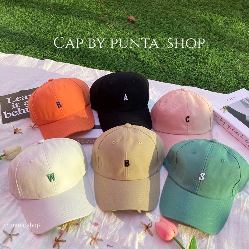 (พร้อมส่ง) หมวกแก๊ป ปักตัวอักษร ผ้าคัตตอน100% มีหลายสี น่ารักมินิมอลมาก