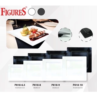 Figure จานสี่เหลี่ยม จานตื้นทรงสี่เหลี่ยมจัตุรัส รุ่นหนา ขนาด 6.5-10 นิ้ว รุ่น P818