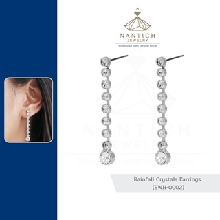 💎👩🏻‍⚕️ [เครื่องประดับ | ปลอดภัย] ต่างหู คนแพ้ง่าย : Rainfall Crystals Earrings (SWH-0002) Nantich Jewelry