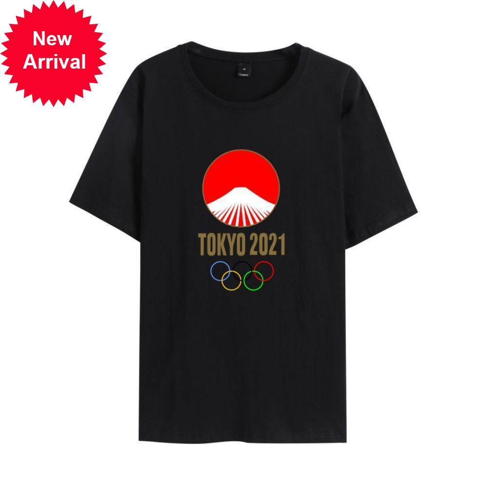 โตเกียวโอลิมปิก เสื้อยืดผู้ชายและผู้หญิง Tokyo Olympics Tshirt For Men Women Black White Tees S-4XL Sizes Round Neck Uni