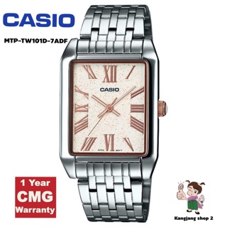 Casio Standard สายสแตนเลสหน้าปัดเหลี่ยม ของแท้ 100% ประกันศูนย์ CMG นาฬิกาข้อมือสายสแตนเลสสามารถใส่ได้ทั้งชายและหญิง