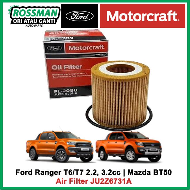 กรองน้ํามันเครื่อง Ford (กระดาษ) สําหรับ Ford Ranger T6, T7, Mazda BT-50 2.2cc/3.2cc JU2Z6731A
