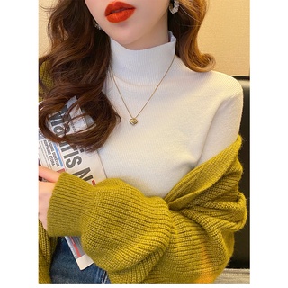 เสื้อกันหนาว คอเต่า แบบครึ่งตัว แบบหนา สีขาว แฟชั่นฤดูหนาว สําหรับผู้หญิง 2023 @- 2022