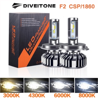 DIVEITONE 2Pcs H7 Led H4 H1 H11 HB4 HB3 9005 9006 หลอดไฟ  ไฟหน้ารถอัตโนมัติหมอก 20000LM 1860csp 12 V 3000K 4300K 6000K 8000K