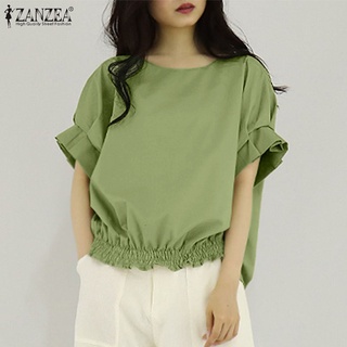 Zanzea เสื้อลําลอง คอกลม แขนสั้น สีพื้น ทรงหลวม สไตล์เกาหลี สําหรับผู้หญิง