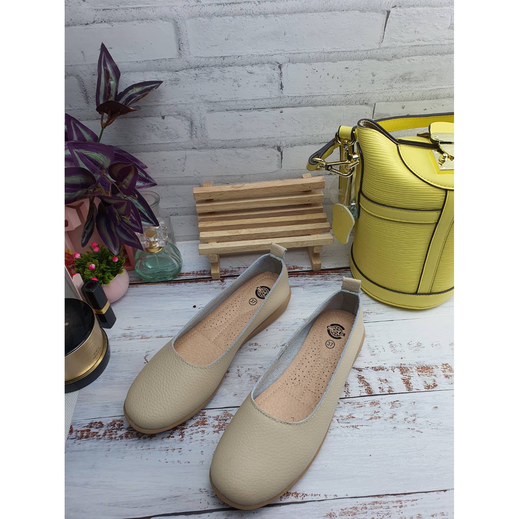 SZ92-651รองเท้าหนังแท้ผู้หญิงหัวมนพื้นยางไซส์36-41