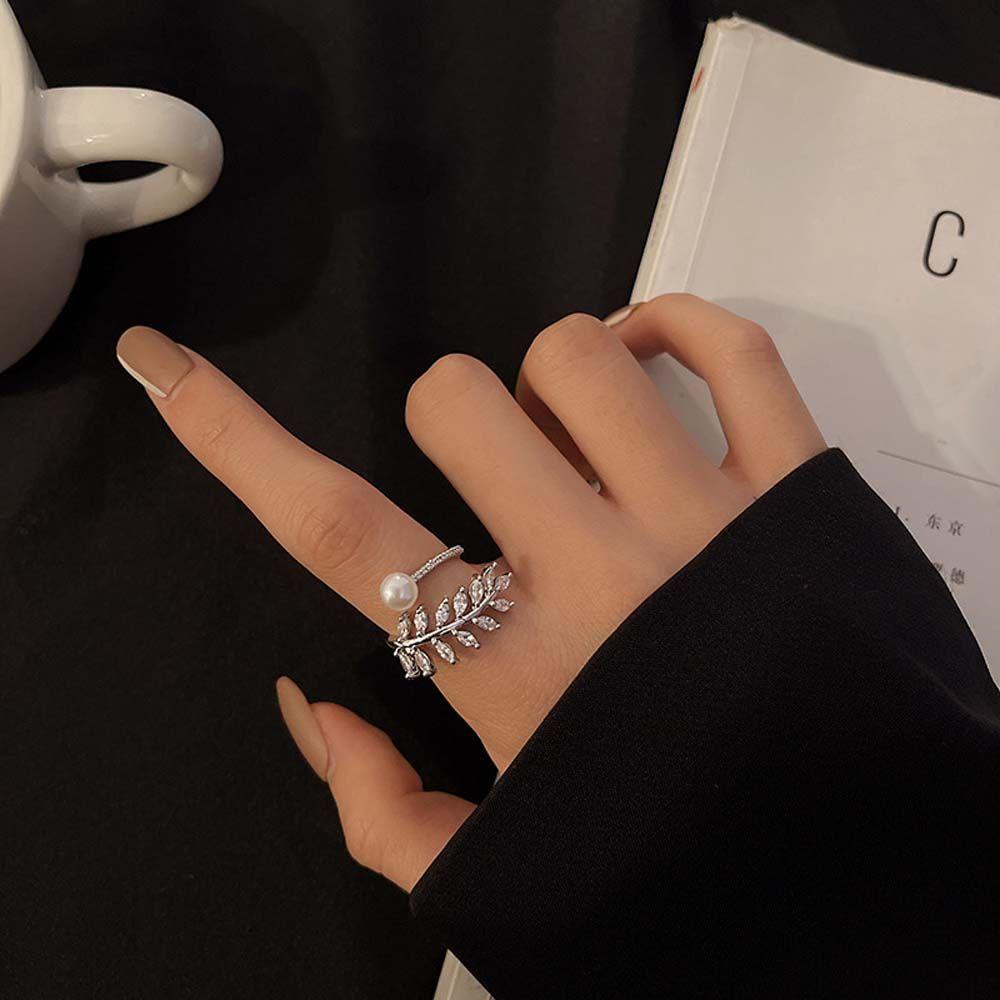 Bliss แหวนโลหะ ประดับเพทาย รูปหัวใจ ไข่มุก ปรับได้ สไตล์เกาหลี โรแมนติก เครื่องประดับ สําหรับผู้หญิง