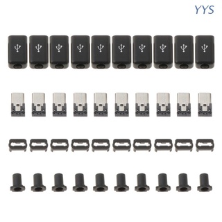 Yys ปลั๊กเชื่อมต่อ Micro Usb ตัวผู้ 5 Pin พร้อมฝาครอบพลาสติก 4 In 1 Diy 10 ชุด