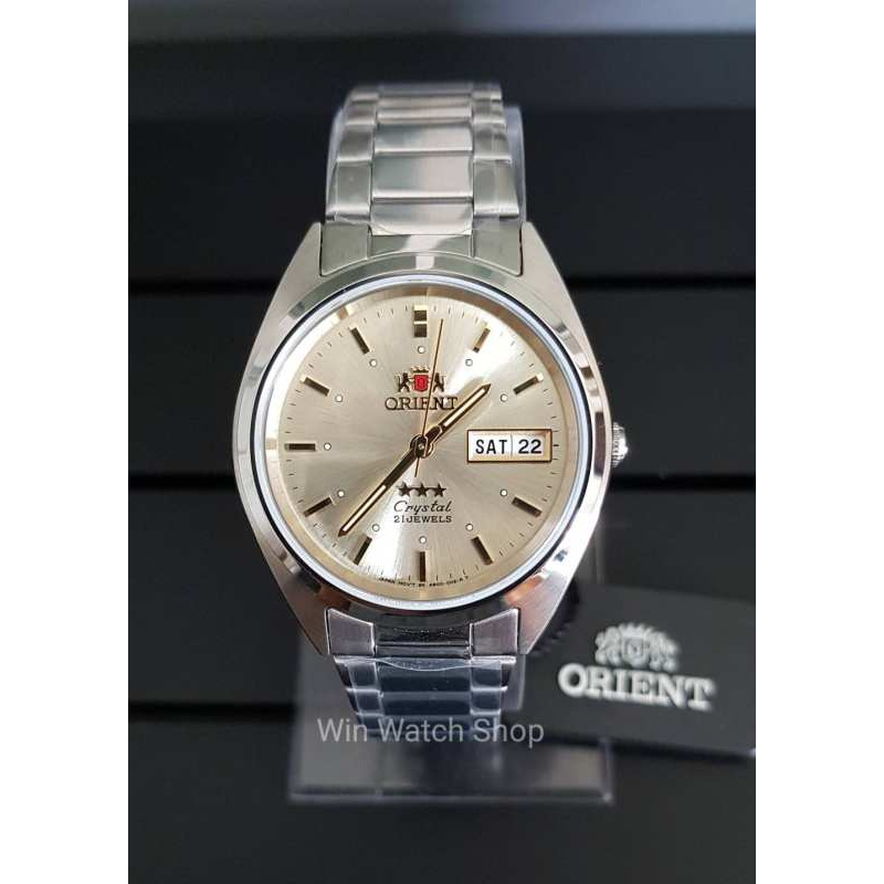 Win Watch shop นาฬิกา Orient 3 Star Crystal Automatic 21 Jewels นาฬิกาผู้ชาย รุ่น ORAB00005C ระบบออโ