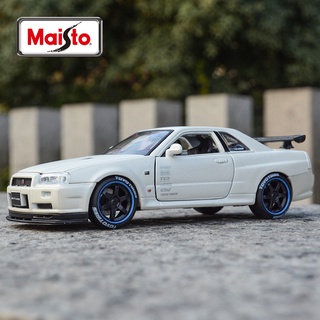 Maisto โมเดลรถสปอร์ต 1:24 Nissan Skyline R34 GT-R ของเล่นสําหรับเด็ก