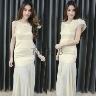 Maxi Dress ไหล่เดียว (ครีม)