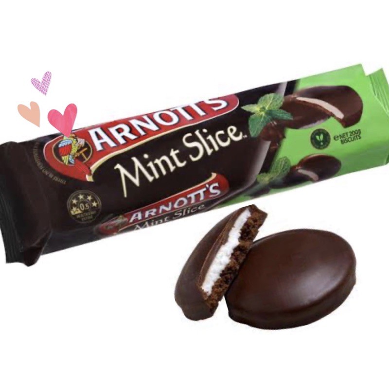 arnott’s mint Slice Dark chocolate cookies mint cream ช็อกโกแลต คุ๊กกี้ นิ่ม ไส้ ครีม มิ้นท์ สินค้า 