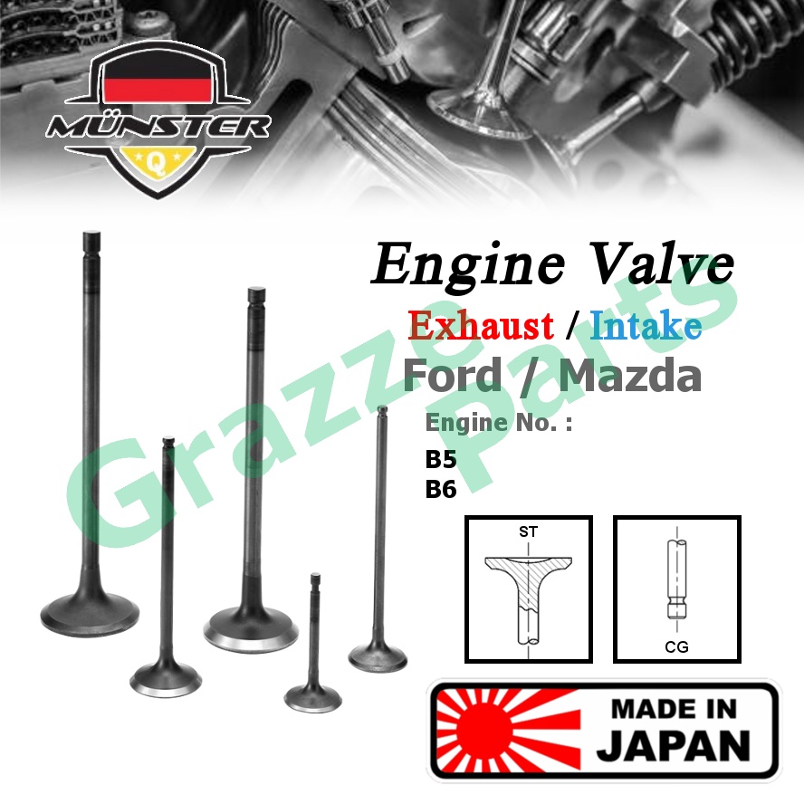 (4 ชิ้น) Münster วาล์วเครื่องยนต์ไอเสีย (26.2 มม.) / ไอดี (31.0 มม.) Ford Mazda Familia 323 Laser Tu
