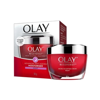 OLAY โอเลย์ Regenerist Micro-Sculpting ไนท์ครีม สูตรลดเลือนริ้วรอยสำหรับกลางคืน 50g | Night Moisturiser Cream 50g