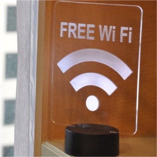 โคมไฟ LED สัญลักษณ์ Free WIFI แบบ 3 D