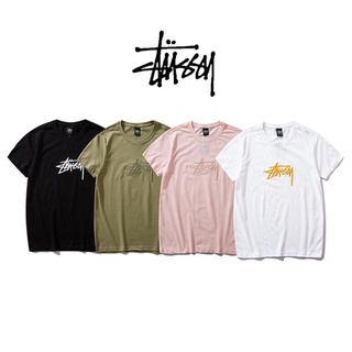 ราคาต่ำสุดSTUSSY เสื้อยืดแขนสั้นผ้าฝ้ายแบบเย็บแฟชั่นสําหรับผู้หญิงS-3XL