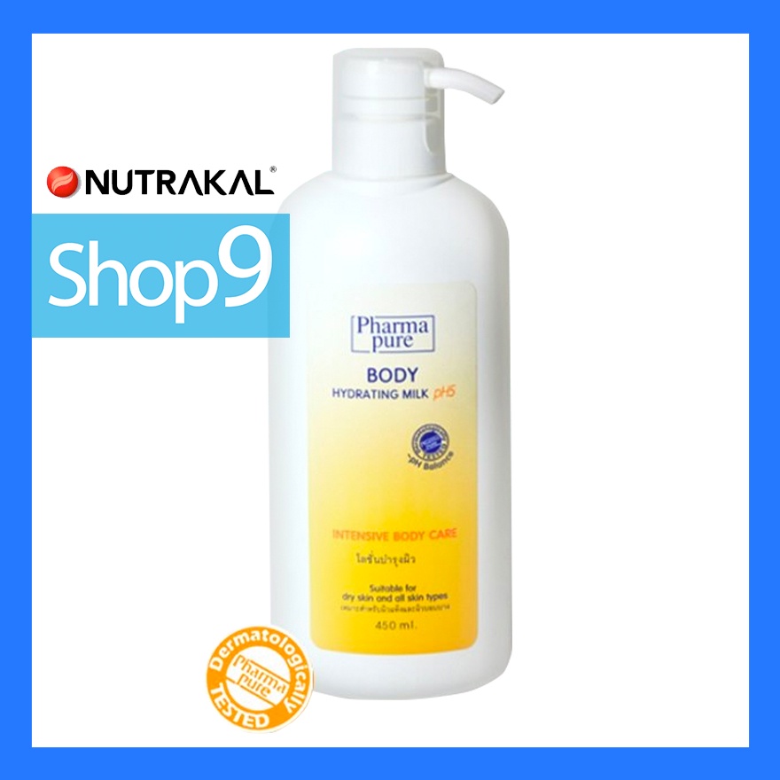 [Exp.10/2026]PHARMAPURE BODY MILK LOTION PH5 450ML +100ML.ฟาร์มาเพียวร์ บอดี้ ไฮเดรทติ้ง มิลค์ โลชั่น 450มล