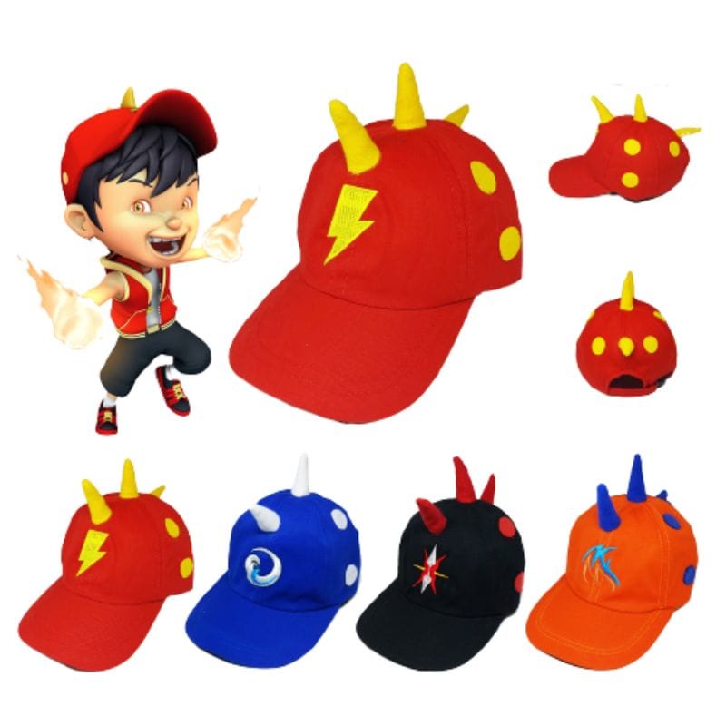 Boboiboy หมวกเด็กผู้ชาย หมวกลายการ์ตูน Boboiboy Galaxy Lightning karakte