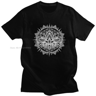 เสื้อยืดลําลอง ผ้าฝ้าย แขนสั้น คอกลม ทรงหลวม ลายดอกไม้ Mandala เหมาะกับของขวัญ สําหรับผู้ชายS-5XL