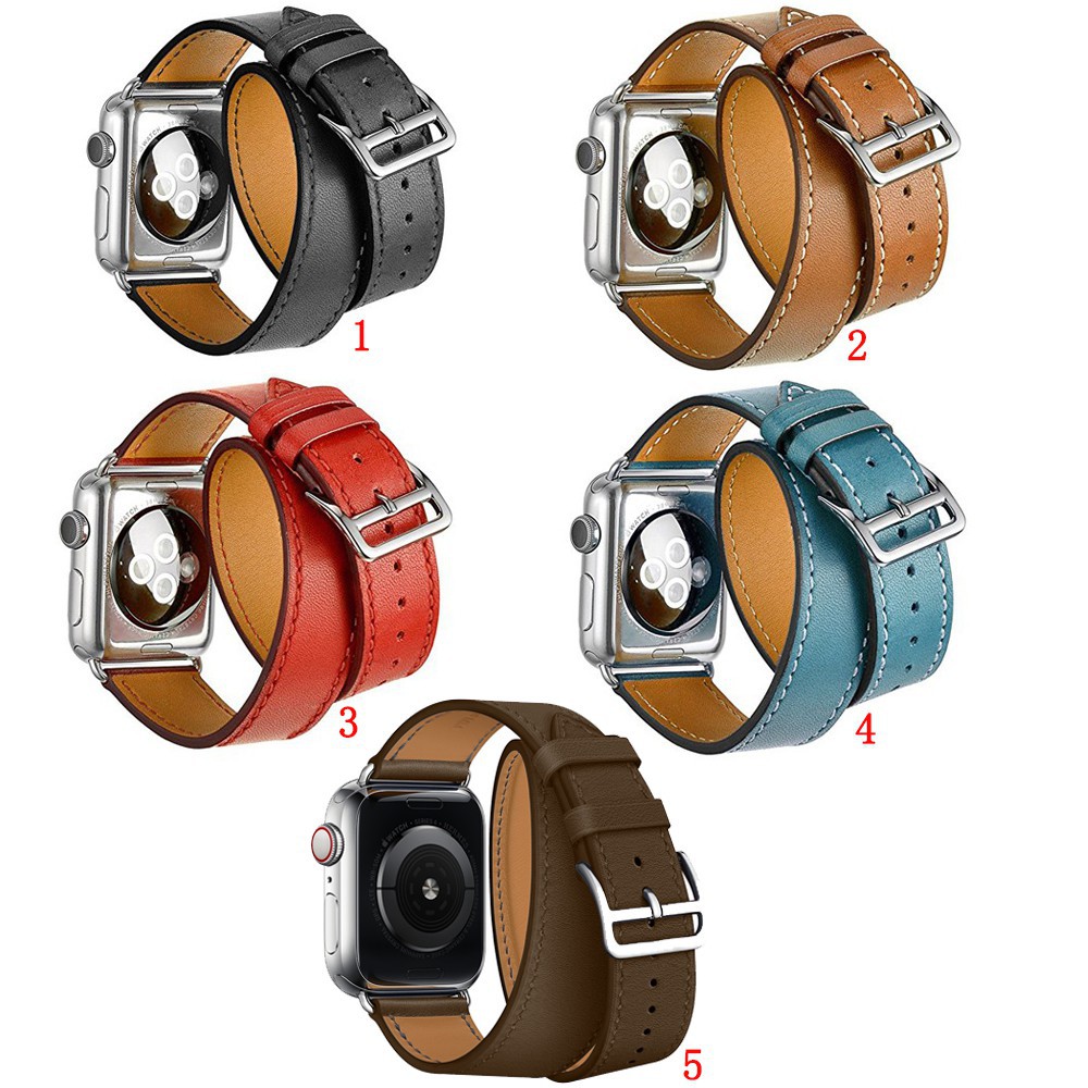 สายคล้องคอสายหนังแท้สำหรับ Apple Watch Series 6 SE 1 2 3 4 5 38mm 42mm 40mm 44mm