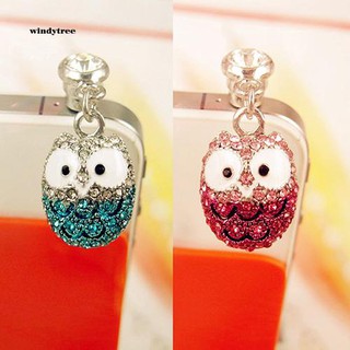 WDTE_Universal Cute Rhinestone Owl Earphone Headphone Anti-Dust Plug for 3.5mm Jack