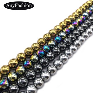 4 Colors Hematite Beads 4-12mm Round Natural Loose Stone Diy for Bracelet Men