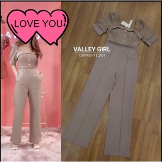 จั๊มสูทขายาวสีชมพูกะปิ งานป้าย Valley girl sizeS ***มือ1ป้ายห้อย