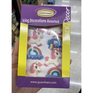 ผลิตภัณฑ์ น้ำตาล ตกแต่ง หน้าเค้ก ชุดยูนิคอร์น ชุดที่ 2 น้ำหนัก 21 g. Sugar Decoration Unicorn Set 2 ( Gunthart Brand )