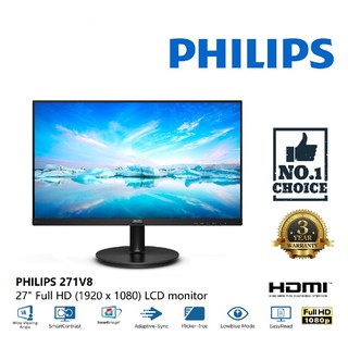 MONITOR (จอมอนิเตอร์) PHILIPS 271V8/67 27" IPS FHD 75Hz Warranty 3 - Y