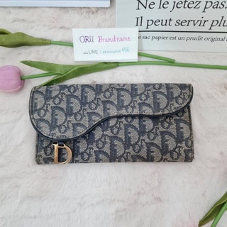 ❌❌ SOLD OUT ❌❌ 🎄Christian Dior 🌟Navy Monogram Jacquard Saddle Flap Long Wallet