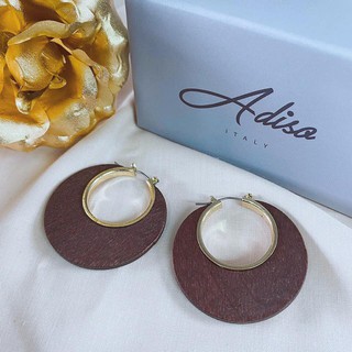 ADIZO เครื่องประดับเคลือบ ทองแท้ 18K ต่างหู Lunar Hoop Earring