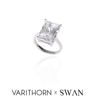 SWAN - VRT Square Ring แหวนเงินแท้ ทรงเหลี่ยม ฝังเพชรคิวบิคเซอร์โคเนีย cubic zirconia