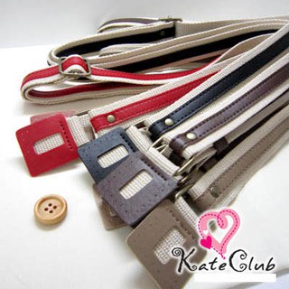 SALE - สายกระเป๋าฝ้ายทอสะพายเฉียงข้างเดินเส้นหนัง ปรับความยาวได้ กว้าง 2 ซม.