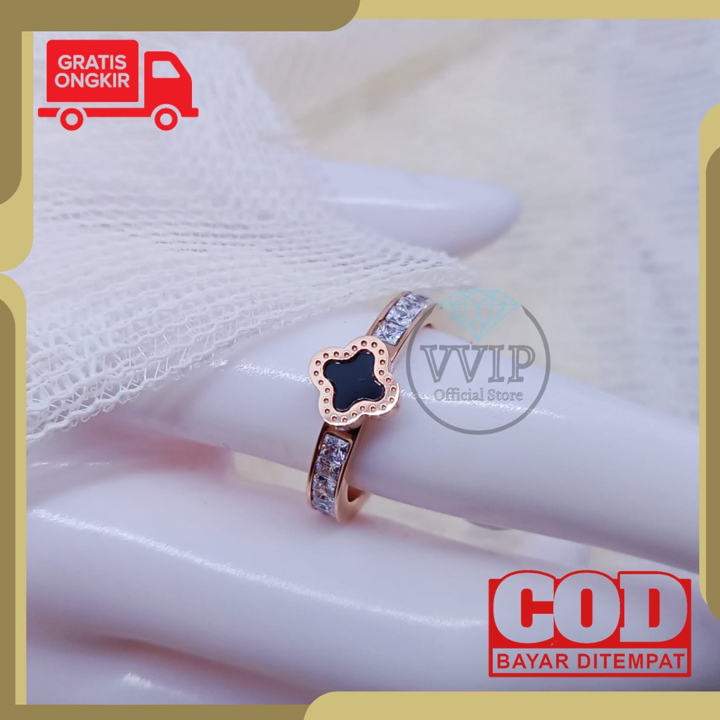 MATA Luxury ผู้หญิงของแท้ Anti-Rust แหวนไทเทเนียมแฟชั่นอุปกรณ์เสริม Lvv Zircon Eye Motif VVIP93